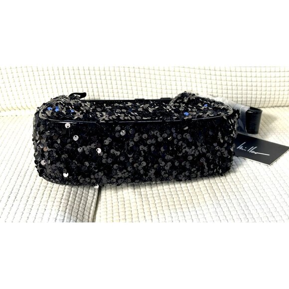 Nicole Miller Black Sequined Shoulder Bag Purse - Picture 4 of 6